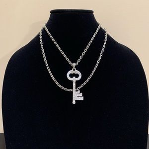 Adjustable crystal key necklace